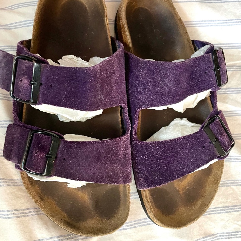 Birkenstock Purple Suede 2 Strap Sandals 38 7-7.5